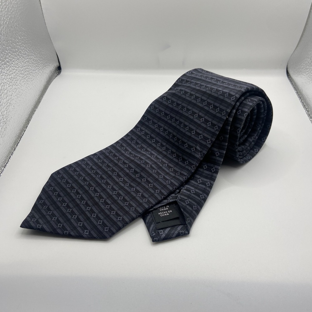 Arrow Mens Grey Striped‎ Tiles Pattern Silk Adjustable Formal Pointed Neck Tie